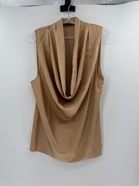 Boston Proper Women's Cowl Neck Silky Sleeveless Blouse - Tan - XL